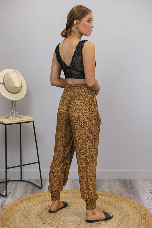 Harem Pants - Tan/Black Micro Leo