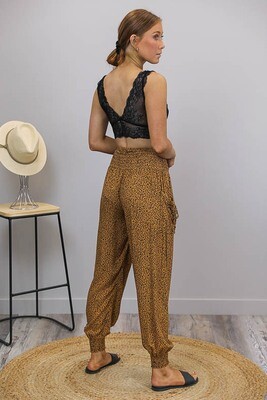 Harem Pants - Tan/Black Micro Leo