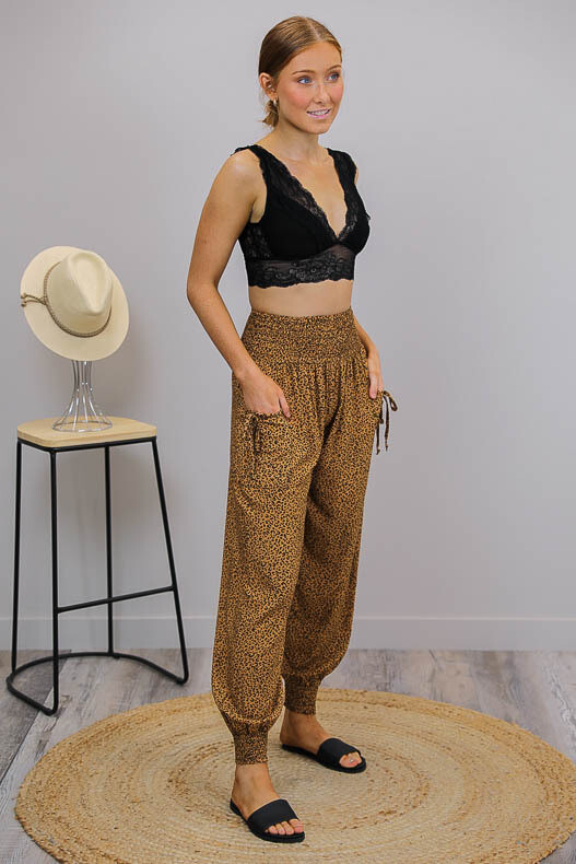 Harem Pants - Tan/Black Micro Leo