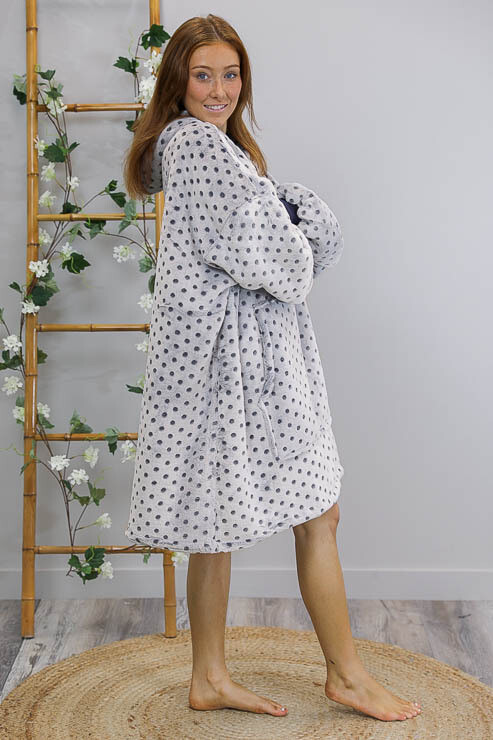 Snugglebug Oversized Hoodie - Gray/Blue Spot