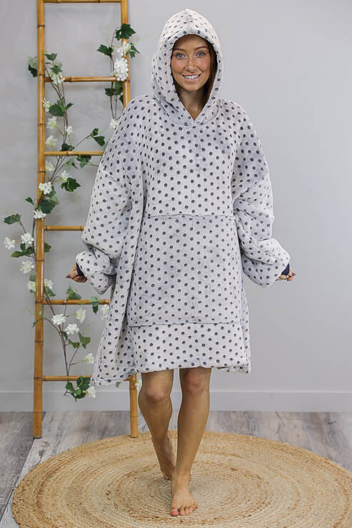 Snugglebug Oversized Hoodie - Gray/Blue Spot