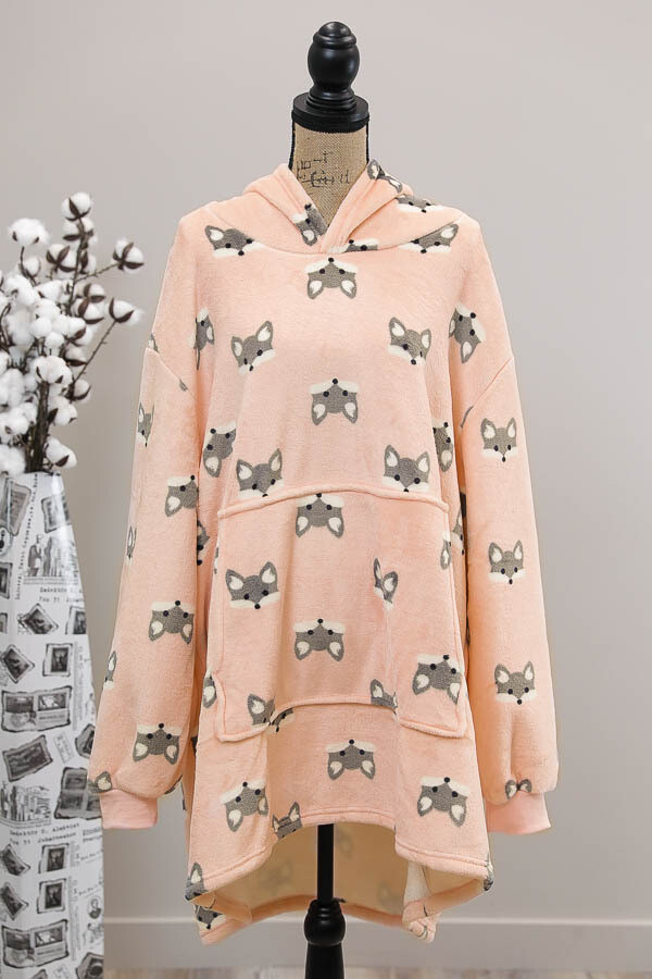 Fifi Fluff Light Oversized Hoodie - Pink/Gray Fox
