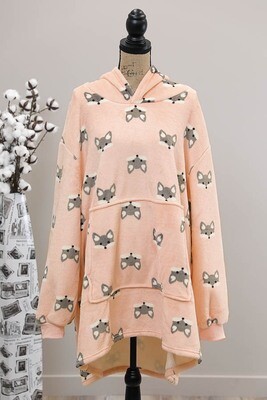 Fifi Fluff Light Oversized Hoodie - Pink/Gray Fox