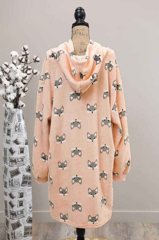 Fifi Fluff Light Oversized Hoodie - Pink/Gray Fox
