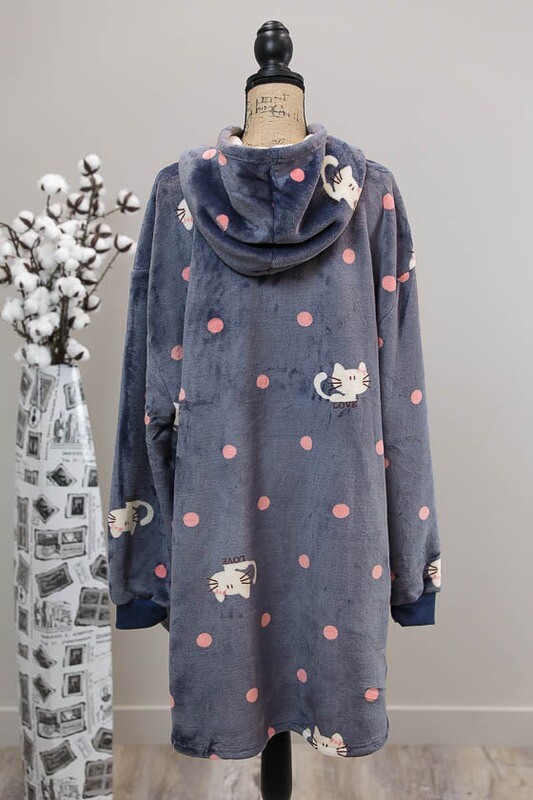 Fifi Fluff Light Oversized Hoodie - Midnight Blue/Cat