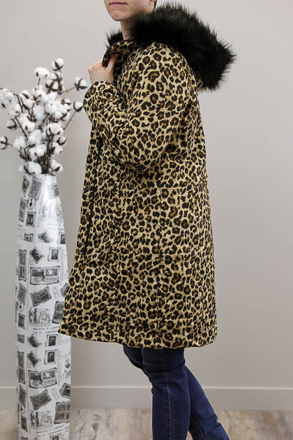 Tanies Fave Reversible Puffer Coat - Black/Tan Leo