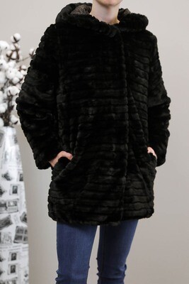 Lulu Faux Fur Reversible Puffer Coat - Black