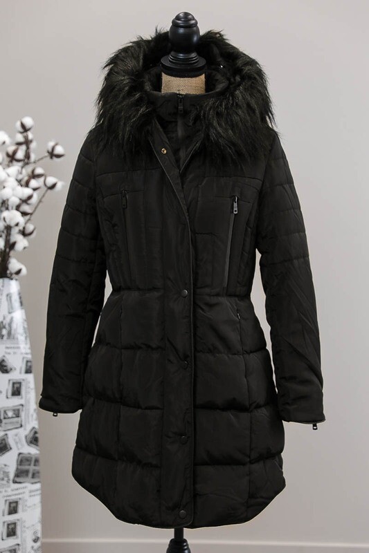 Alaskan Fur Hood Puffer Jacket - Black
