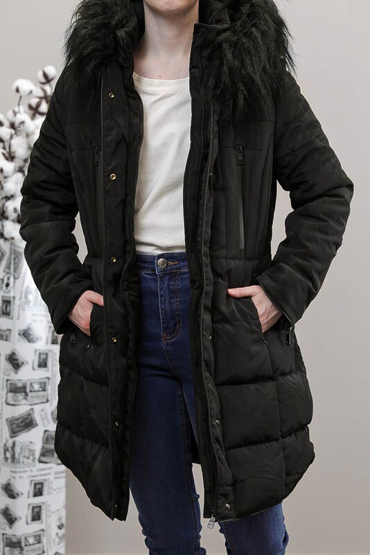 Alaskan Fur Hood Puffer Jacket - Black