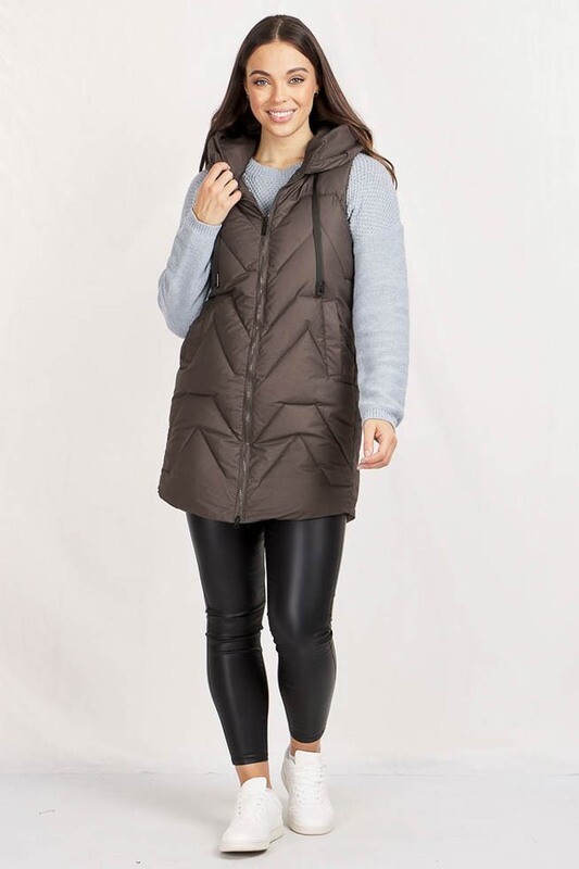 Conjola Long Puffer Vest - Dark Gray