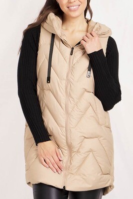 Conjola Long Puffer Vest - Beige Conjola Long Puffer Vest - Beige