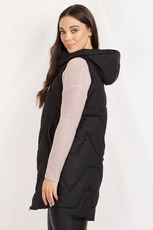 Conjola Long Puffer Vest - Black