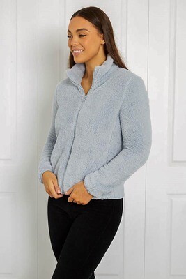 Cuddly Fluff Jacket - Dusty Blue