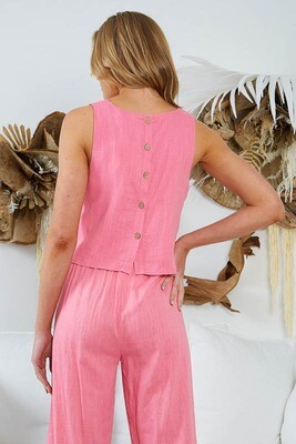 Ava Crop Singlet Top - Candy Pink