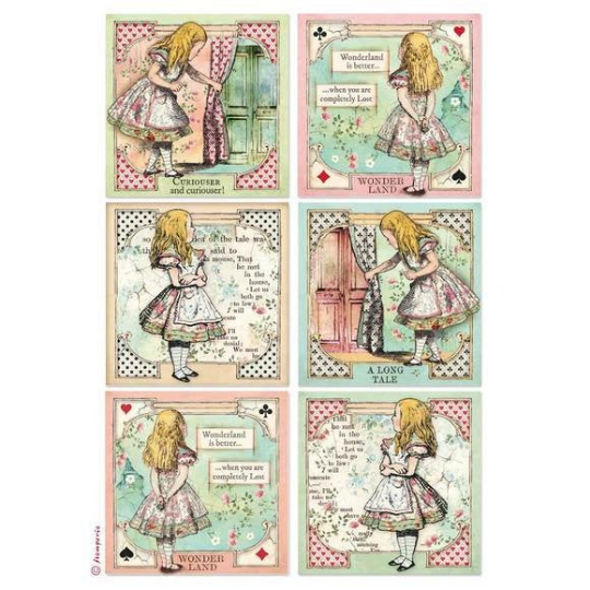 Alice Cards - A4 -Stamperia Rice Paper Alice Cards - A4 -Stamperia Rice Paper