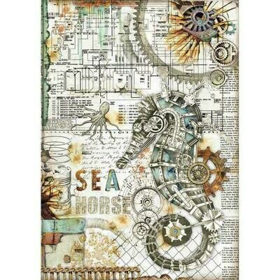 Sea World Seahorse A4 Rice Paper - Stamperia Sea World Seahorse A4 Rice Paper - Stamperia