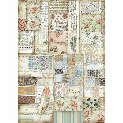 Imagine Patchwork Feather A4 Rice Paper - Stamperia Imagine Patchwork Feather A4 Rice Paper - Stamperia