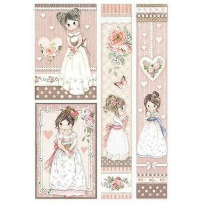 Little Girl Frames A4 Rice Paper - Stamperia Little Girl Frames A4 Rice Paper - Stamperia