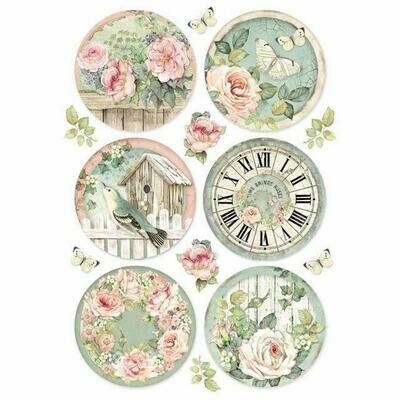 House of Roses Round Clocks A4 Rice Paper - Stamperia House of Roses Round Clocks A4 Rice Paper - Stamperia