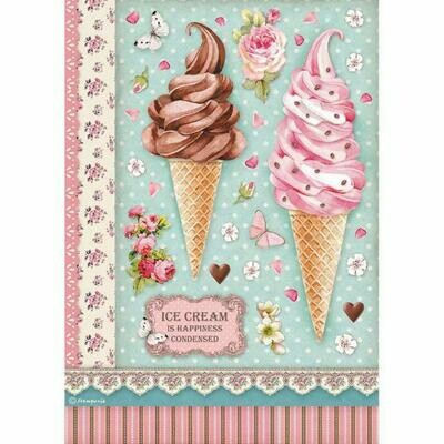 Ice Cream - Sweety Collection - A4 Rice Paper - Stamperia Ice Cream - Sweety Collection - A4 Rice Paper - Stamperia