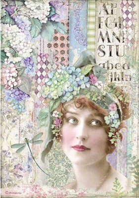 Lady - Hortensia Collection - A4 Rice Paper - Stamperia Lady - Hortensia Collection - A4 Rice Paper - Stamperia