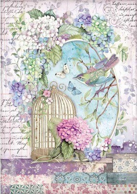 Cage - Hortensia Collection - A4 Rice Paper - Stamperia Cage - Hortensia Collection - A4 Rice Paper - Stamperia