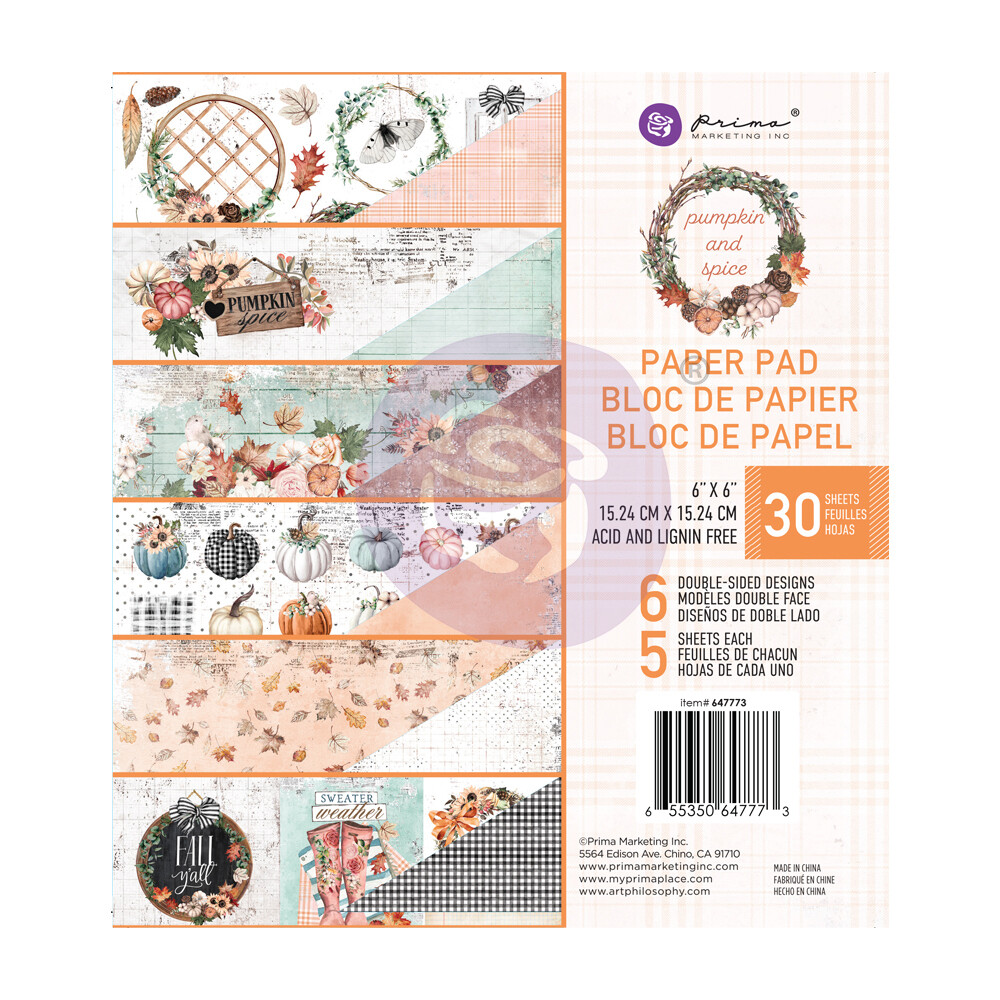 Pumpkin & Spice - 6x6 Paper Pad - Prima Marketing Pumpkin & Spice - 6x6 Paper Pad - Prima Marketing
