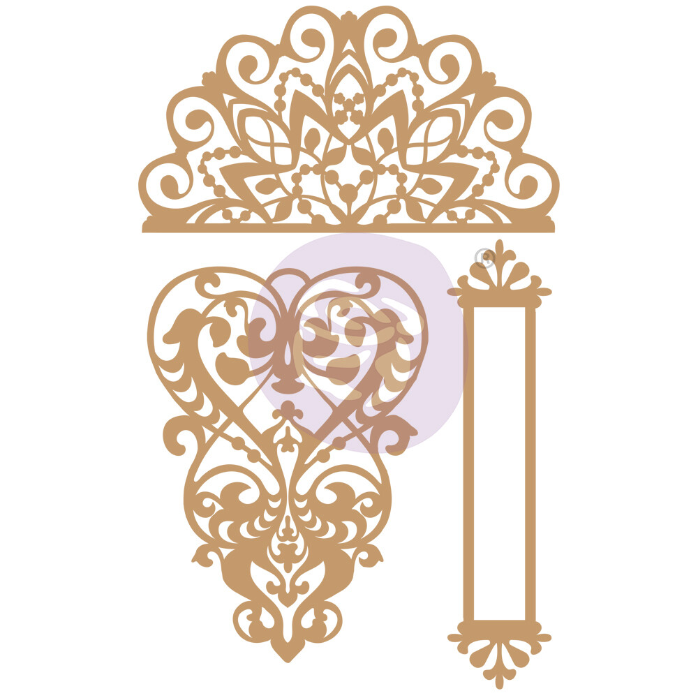 Lace & Heart - Chipboard Die Cut - Prima Marketing Lace & Heart - Chipboard Die Cut - Prima Marketing