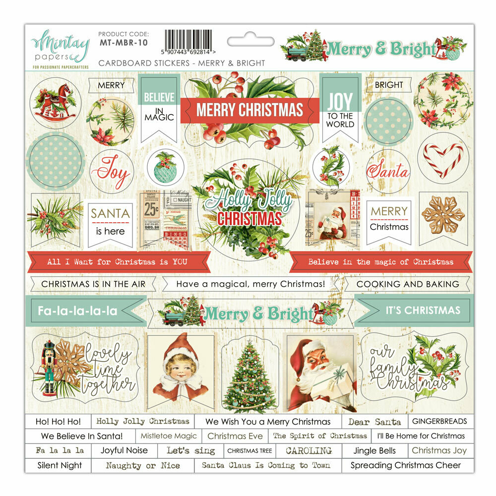 Merry & Bright Chipboard Stickers - Mintay by Karola Merry & Bright Chipboard Stickers - Mintay by Karola