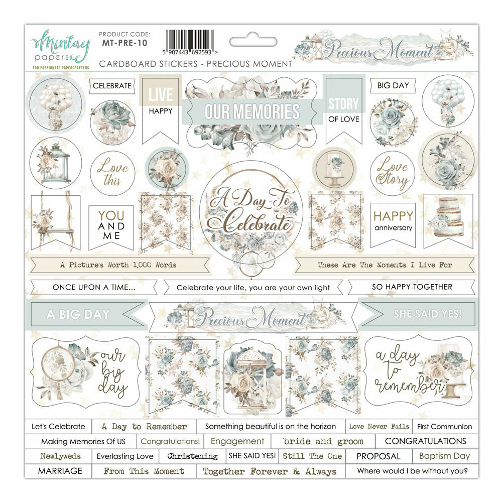 Precious Moment Chipboard Stickers - Mintay by Karola