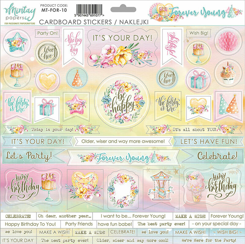 Forever Young Chipboard Stickers - Mintay by Karola