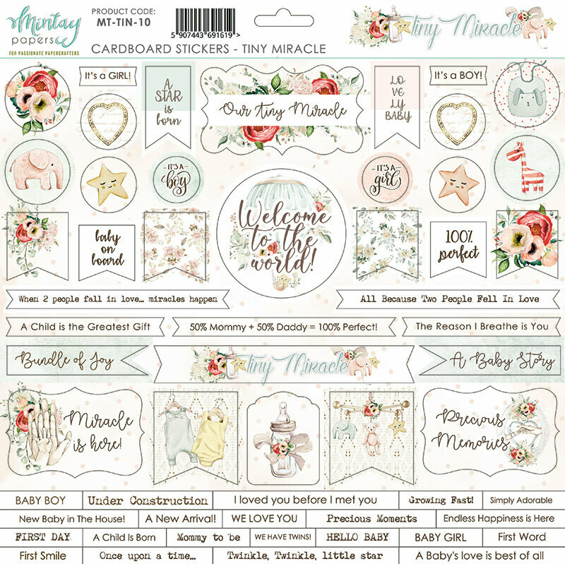 Tiny Miracle Chipboard Stickers - Mintay by Karola