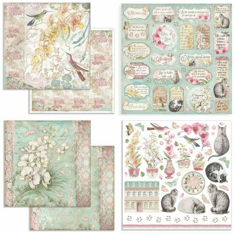 Orchids and Cats 8x8 Paper Pad - Stamperia