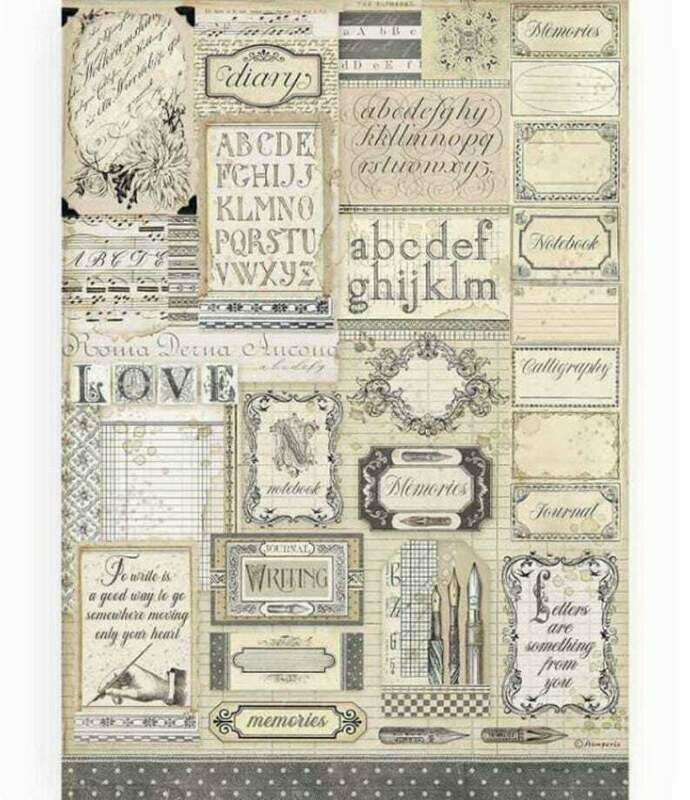Calligraphy - A3 Rice Paper - Calligraphy - Stamperia Calligraphy - A3 Rice Paper - Calligraphy - Stamperia