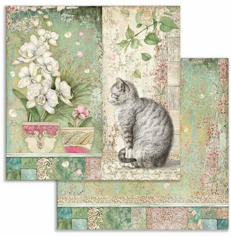 【専用】おすそ分けファイル♡ スタンペリア・Orchids and cats♡ Orchids and Cats 8x8 Paper Pad - Stamperia