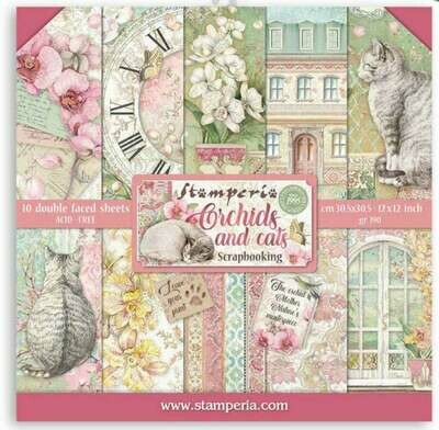 Orchids and Cats 12x12 - Stamperia