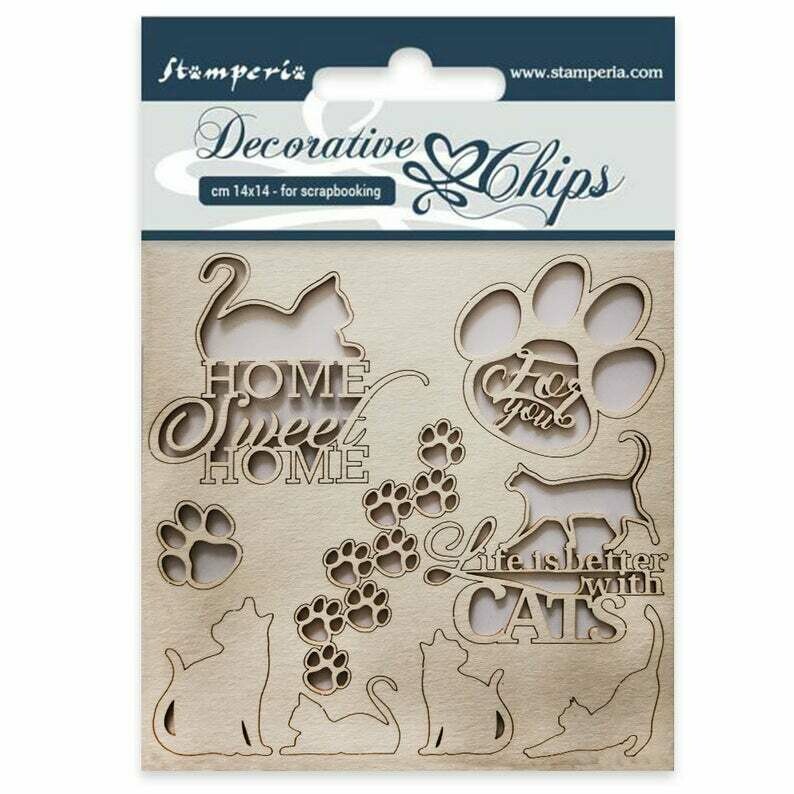 Cats Decorative Chips - Orchid and Cats Collection - Stamperia Cats Decorative Chips - Orchid and Cats Collection - Stamperia