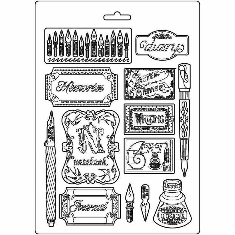 Ink and Labels A4 Soft Mould - Calligraphy Collection - Stamperia Ink and Labels A4 Soft Mould - Calligraphy Collection - Stamperia