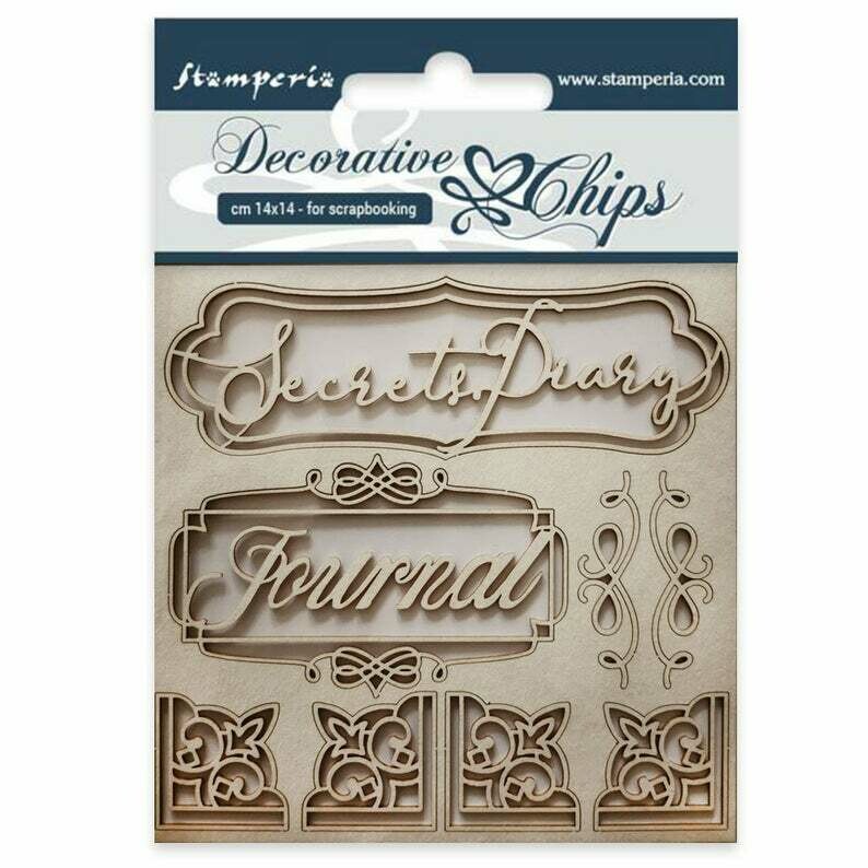 Secret Diary Decorative Chips - Calligraphy Collection - Stamperia Secret Diary Decorative Chips - Calligraphy Collection - Stamperia