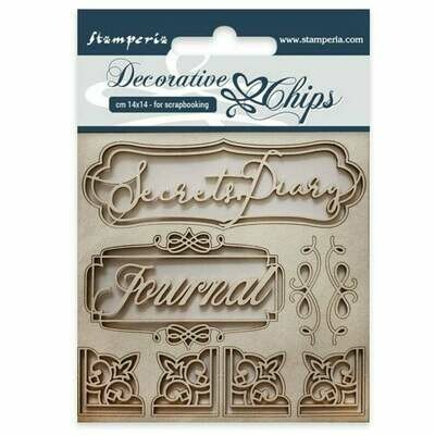 Secret Diary Decorative Chips - Calligraphy Collection - Stamperia Secret Diary Decorative Chips - Calligraphy Collection - Stamperia