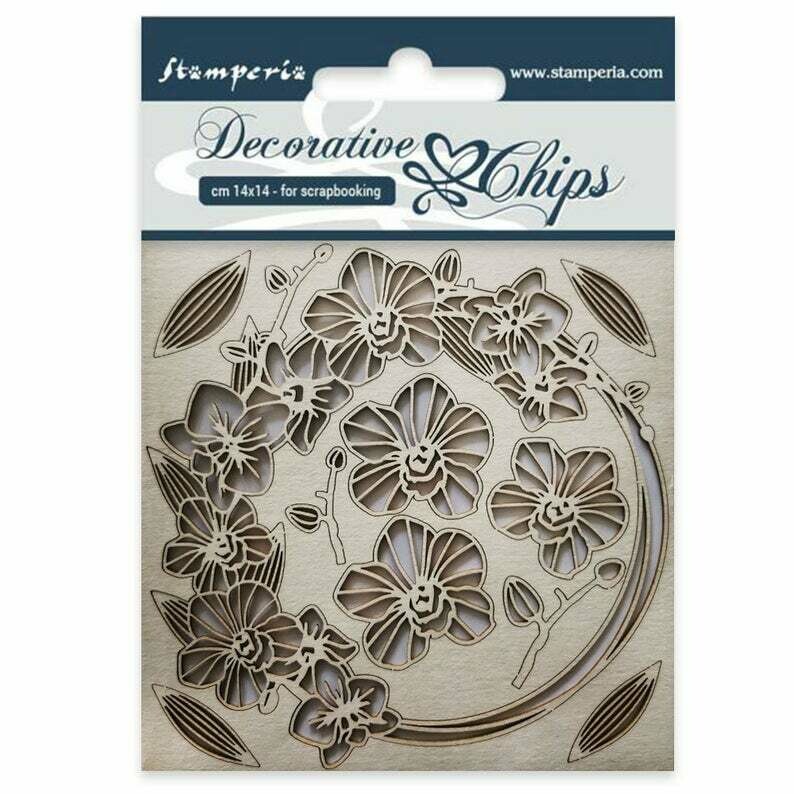 Garland of Flowers Decorative Chips - Orchid and Cats Collection - Stamperia Garland of Flowers Decorative Chips - Orchid and Cats Collection - Stamperia