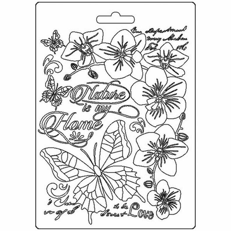 Nature is My Home A5 Soft Mould - Orchid and Cats Collection - Stamperia Nature is My Home A5 Soft Mould - Orchid and Cats Collection - Stamperia