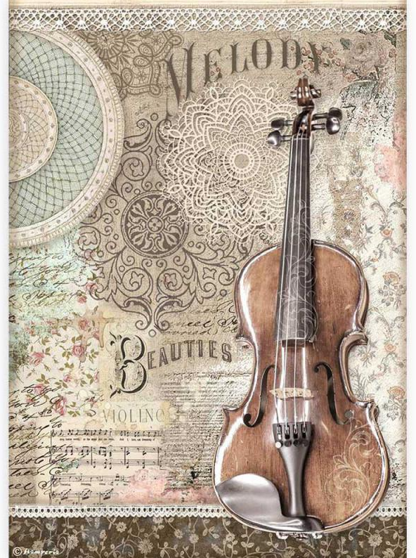 Violin A4 Rice Paper - Passion Collection - Stamperia Violin A4 Rice Paper - Passion Collection - Stamperia
