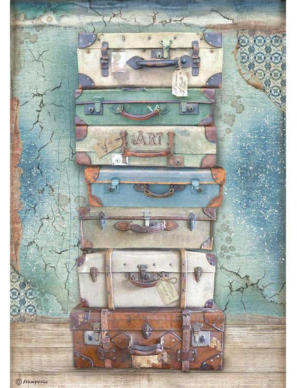 Luggage A4 Rice Paper - Atelier Des Arts Collection - Stamperia Luggage A4 Rice Paper - Atelier Des Arts Collection - Stamperia