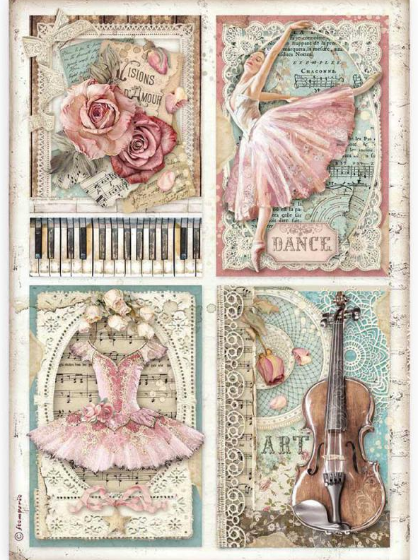 Cards A4 Rice Paper - Passion Collection - Stamperia Cards A4 Rice Paper - Passion Collection - Stamperia