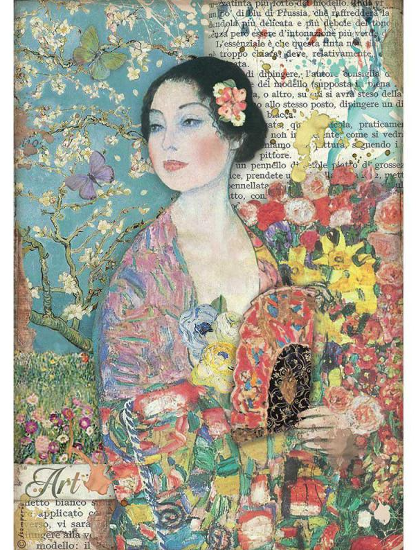 Dame with Fan A4 Rice Paper - Atelier Des Arts Collection - Stamperia Dame with Fan A4 Rice Paper - Atelier Des Arts Collection - Stamperia