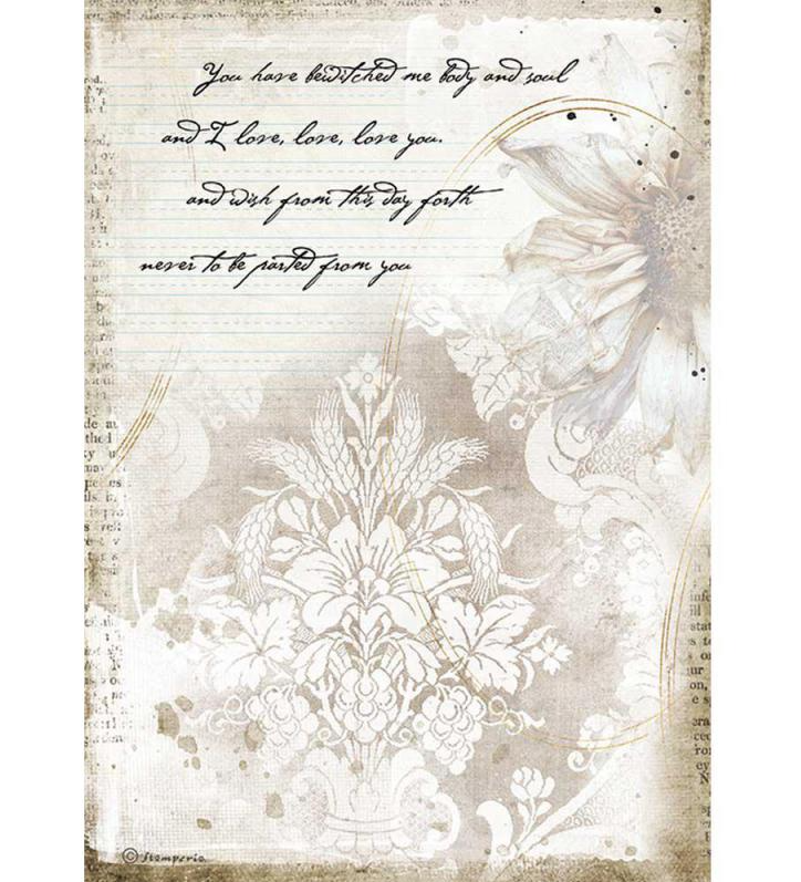 Manuscript A4 Rice Paper - Romantic Journal Collection - Stamperia Manuscript A4 Rice Paper - Romantic Journal Collection - Stamperia
