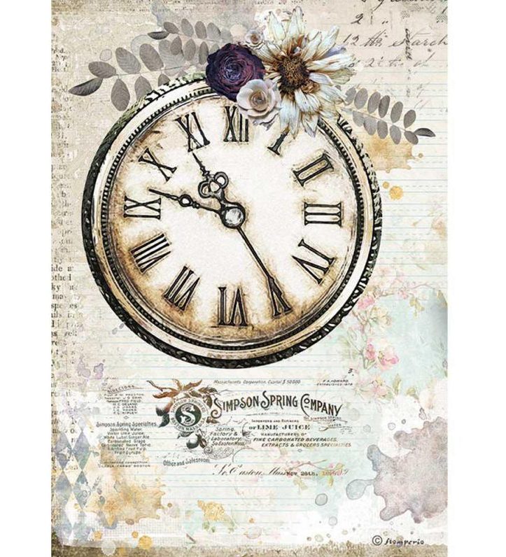 Clock A4 Rice Paper - Romantic Journal Collection - Stamperia Clock A4 Rice Paper - Romantic Journal Collection - Stamperia