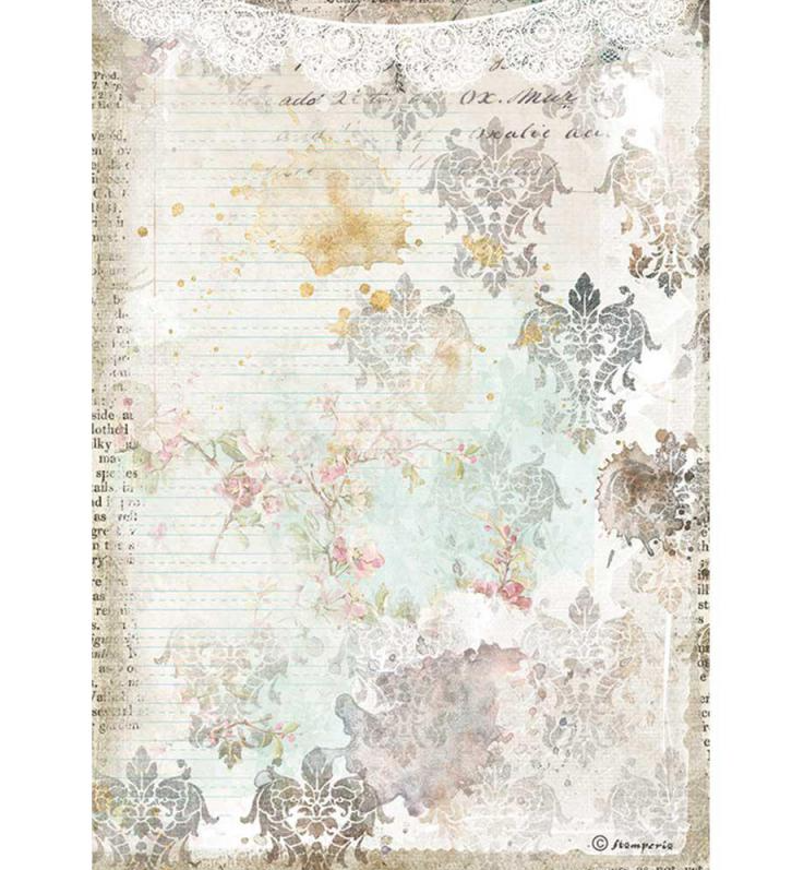 Texture with Lace A4 Rice Paper - Romantic Journal Collection - Stamperia Texture with Lace A4 Rice Paper - Romantic Journal Collection - Stamperia