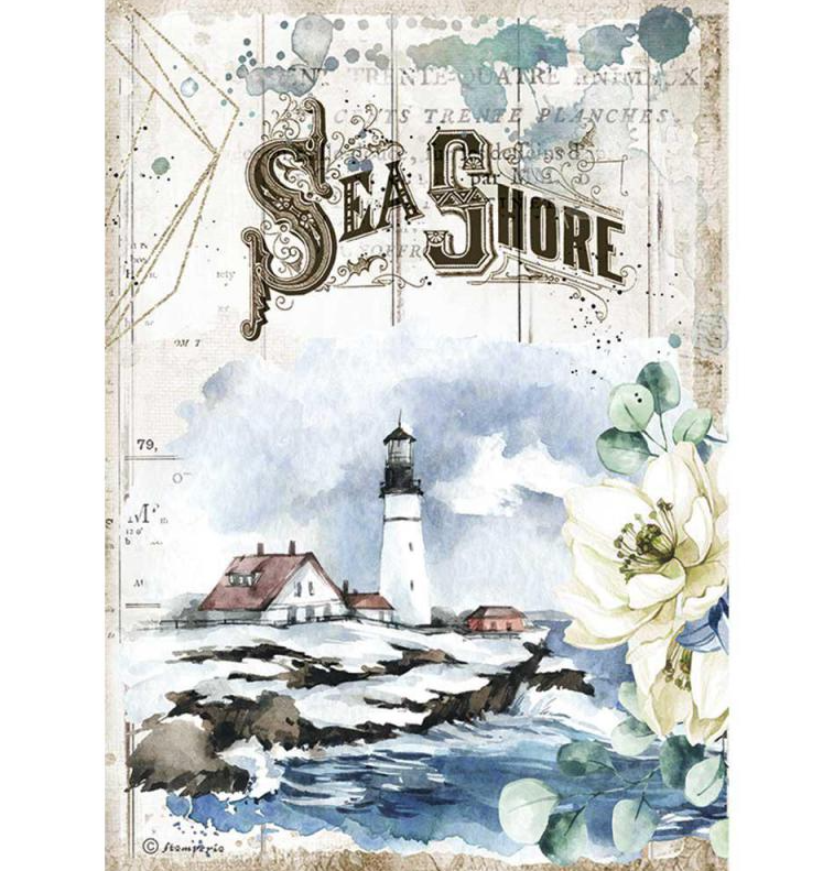 Sea Shore A4 Rice Paper - Romantic Sea Dream Collection - Stamperia Sea Shore A4 Rice Paper - Romantic Sea Dream Collection - Stamperia